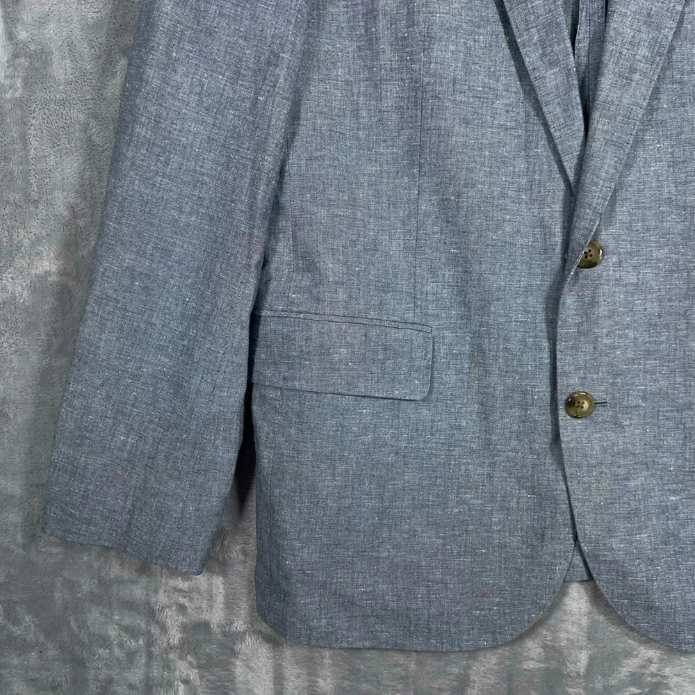 J Crew Ludlow Unstructured Blazer Mens 40S Short Linen Blue Suit Jacket Somelos